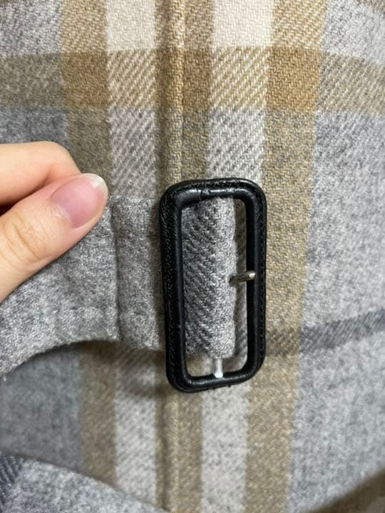 Burberry London Coat Gray Beige Check 38