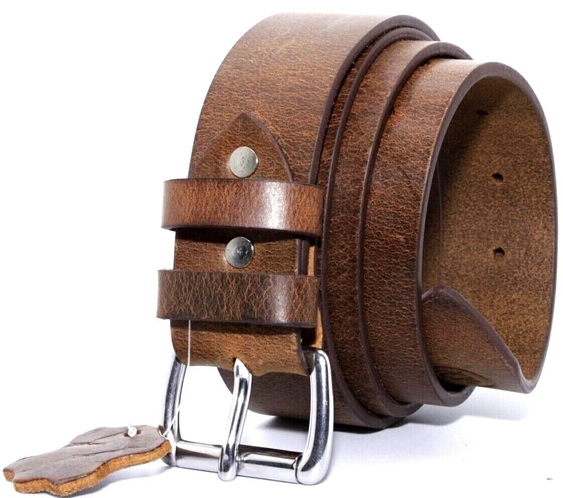Men’s Genuine Buffalo FULL GRAIN Leather Belt, 1 1/2″ width, Handmade, By Amish