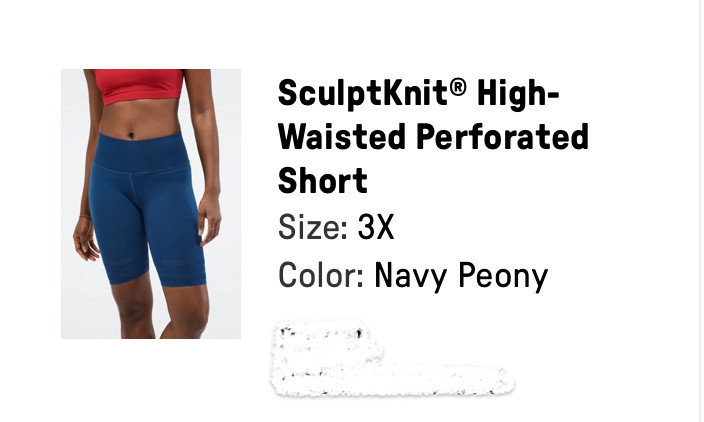 SculptKnit by Fabletics Womens 3X Navy High-Waist Perforated Short NWT