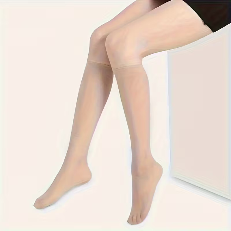 4× Sheer Knee High Socks 20D Premium Silky Soft Nylon Stockings Control Top USA