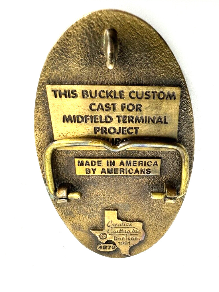 Commissioners Brass Belt Buckle Midfield Terminal Safety Award 1991 VTG