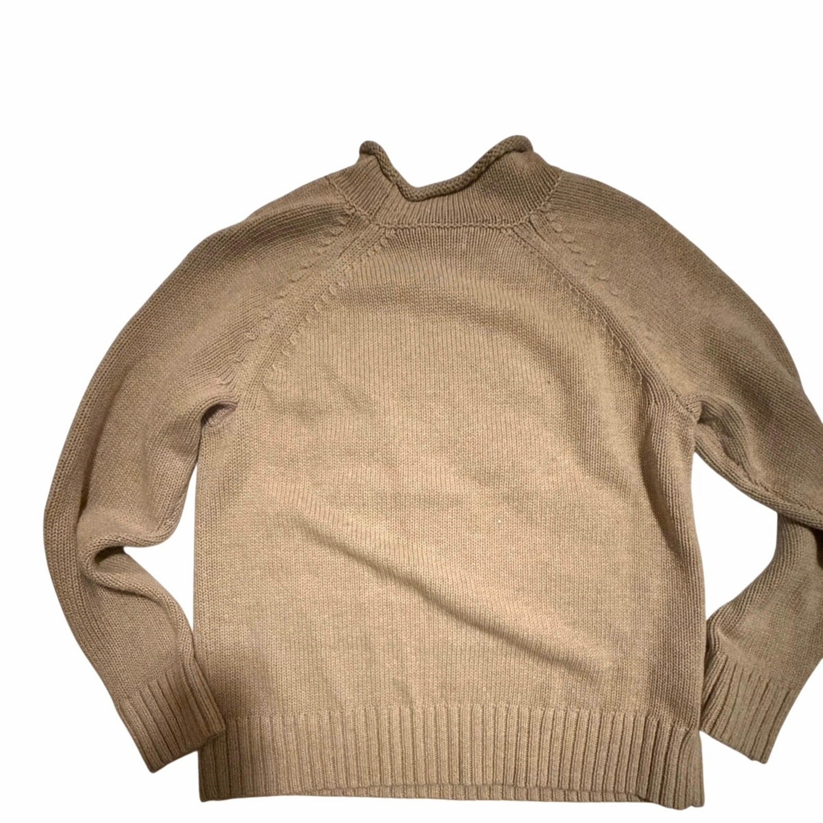 LL Bean Signature Khaki Roll Neck Sweater with Ducks