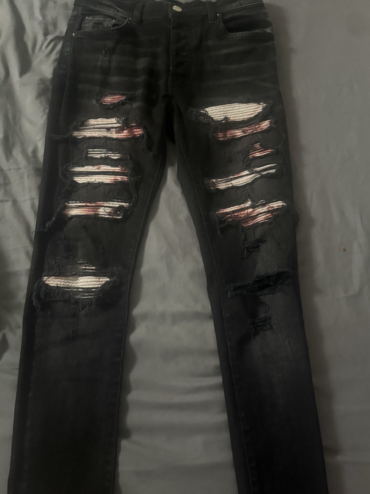 Amiri Tie Dye Bandana Thrasher Skinny Jeans Aged Black SS22 Size 29 Gently Used