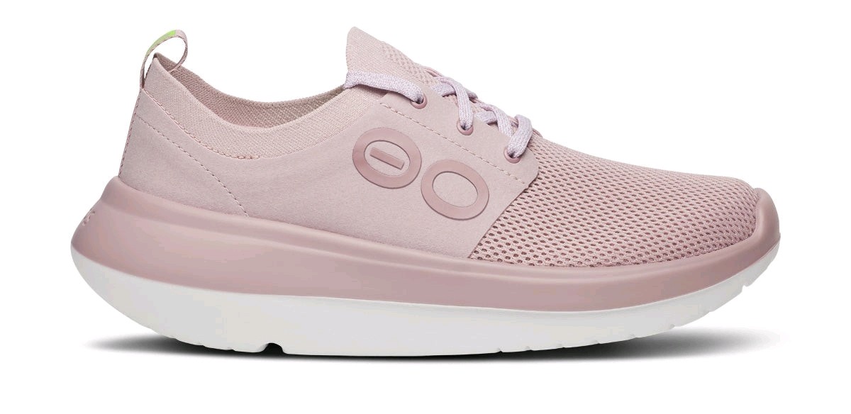 Oofos Women’s Size 6 Oofos OOmy Stride Recovery Shoe White Stardust Pink NEW NWT