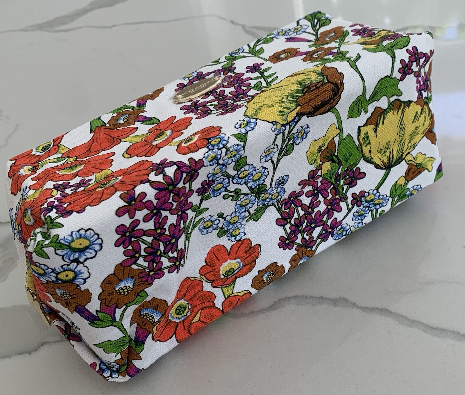 COACH Fragrance Pouch white floral toiletry cosmetic travel Bag flower design