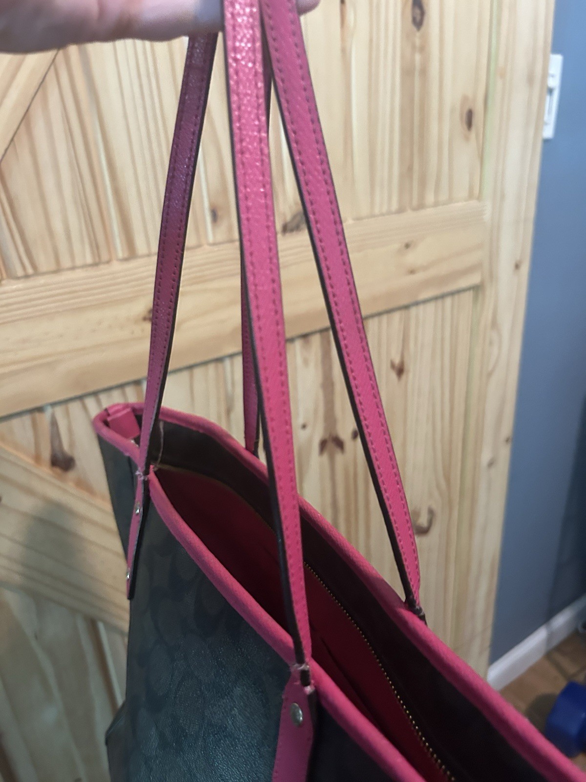 Coach Signature Ruby Tote Bag Brown Pink Zip Closure Silver Hardware Lined