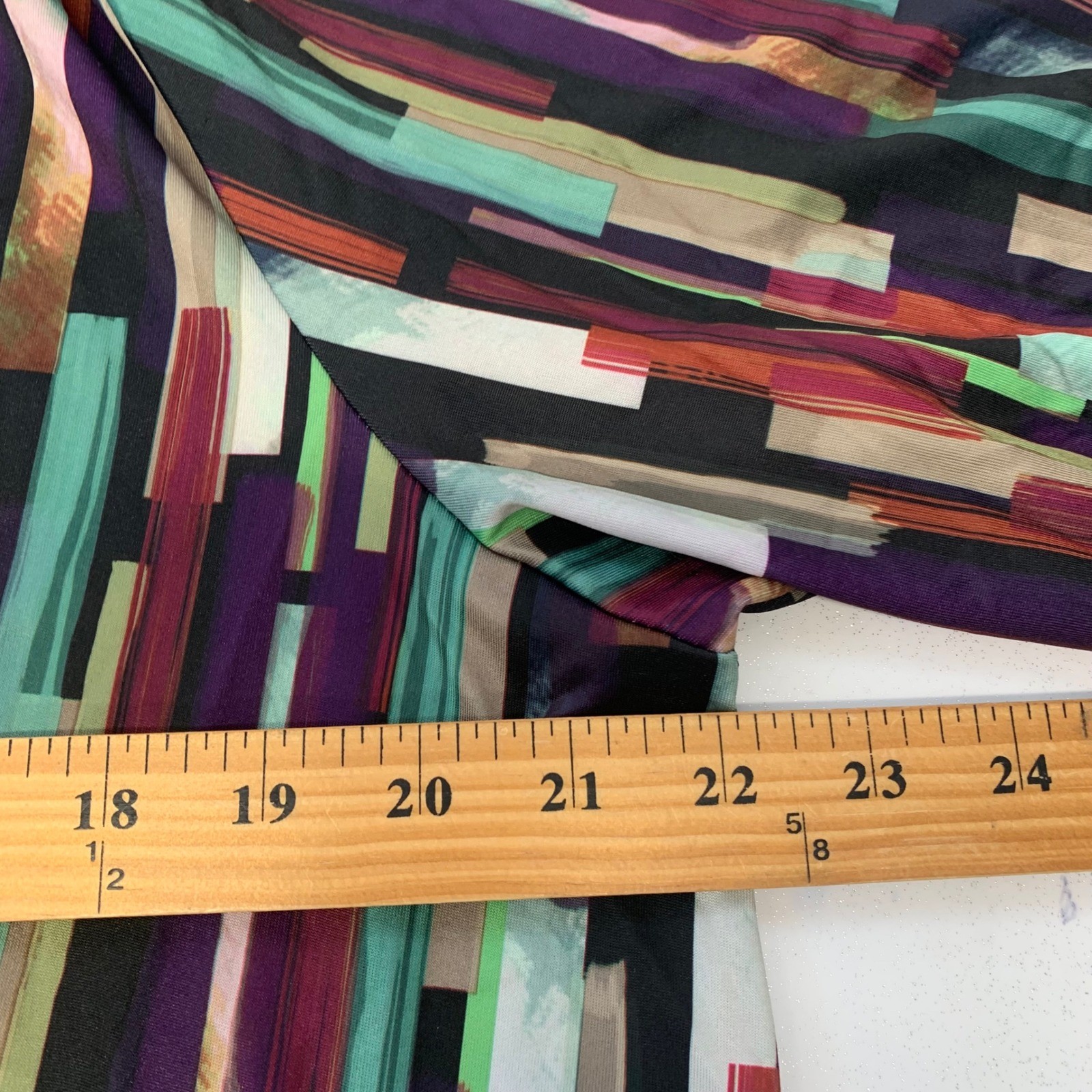 Slinky Brand Abstract Geometric Open Front Cardigan Stretch Woman 1X Made USA