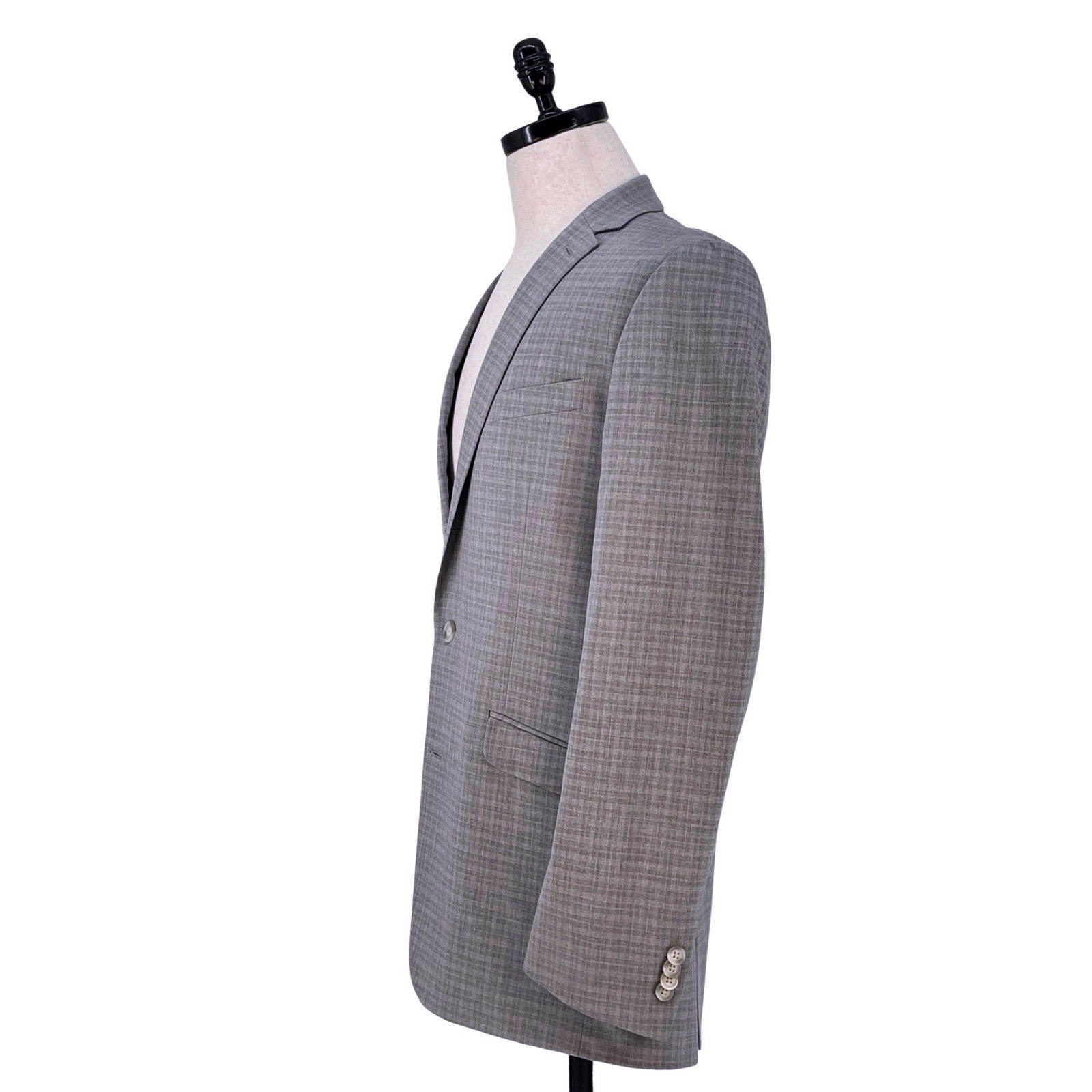 REACTION KENNETH COLE 44R Techni-Cole Gray Plaid Jacket Blazer Sport Coat