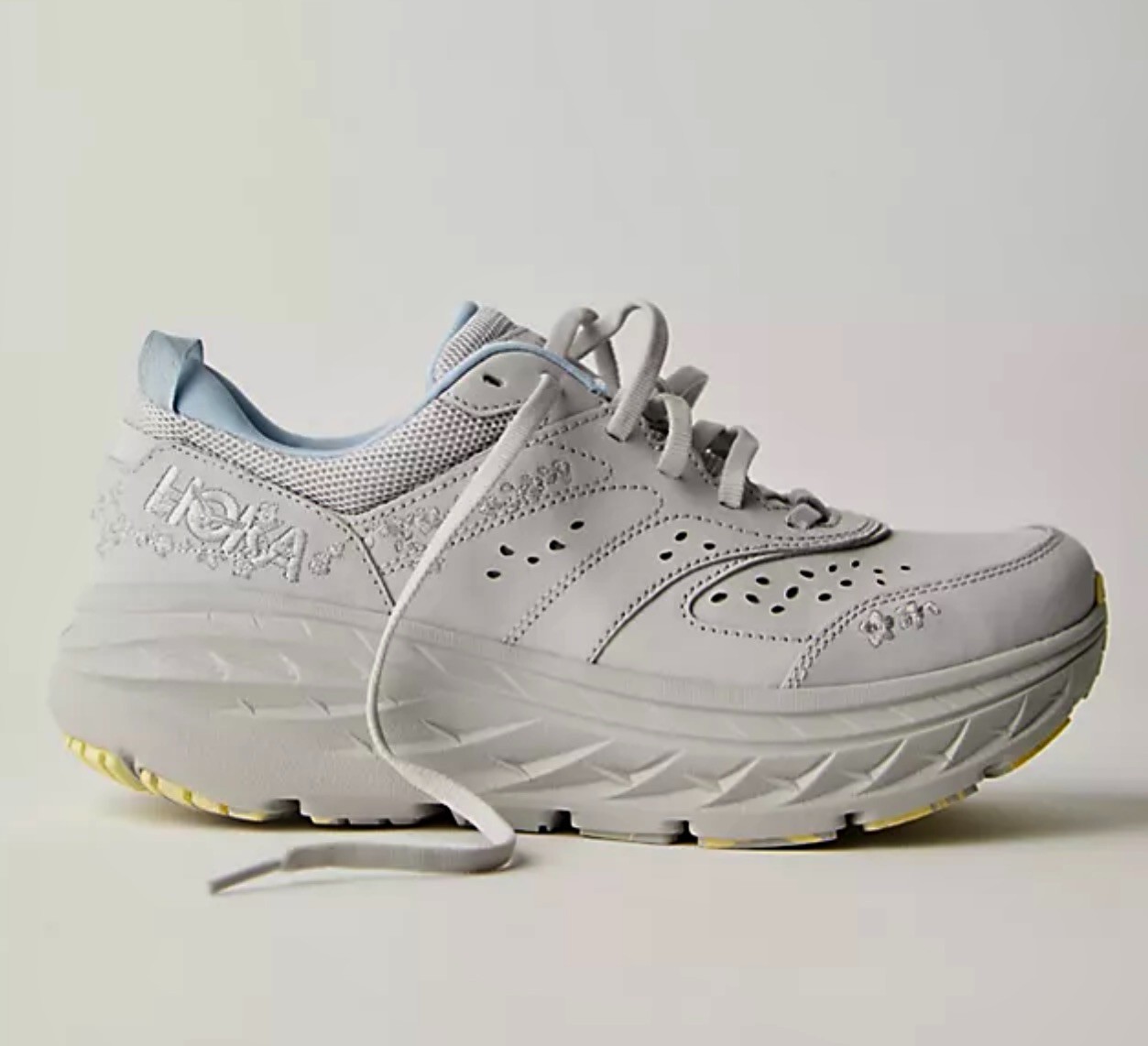 Free People HOKA Vibrant Bloom Bondi L Sneaker Stardust Gray 37 1/3 / US 6 NEW
