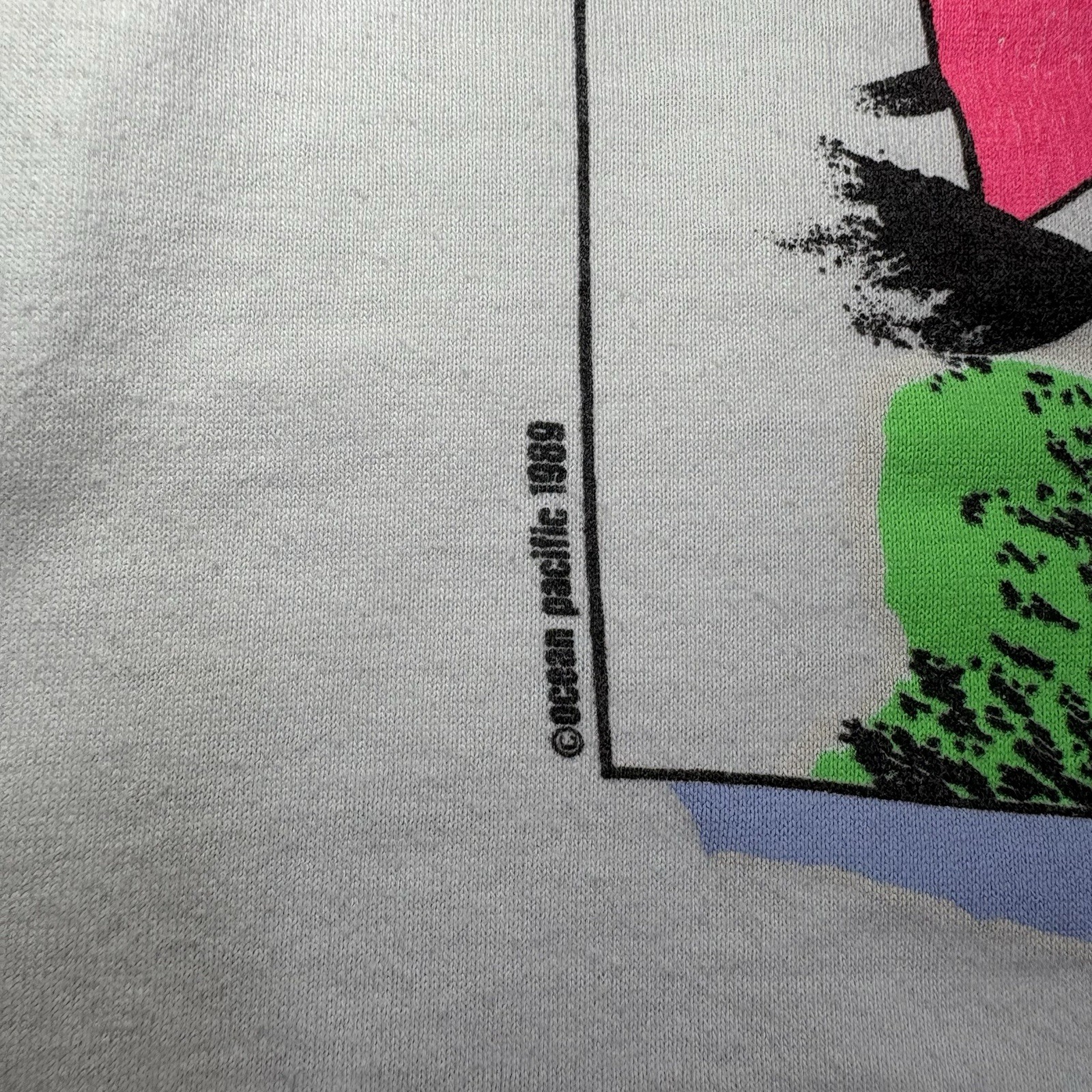 Vtg 1989 Ocean Pacific Op Surf T Shirt Crop Top Neon Windsurfing Made in USA SM