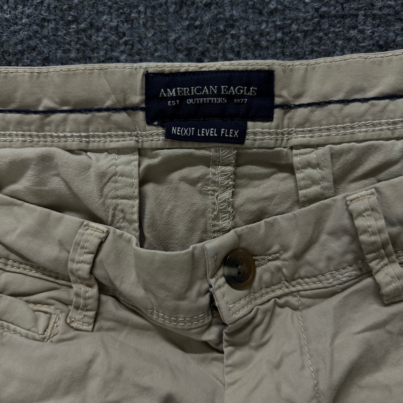 American Eagle Shorts Mens Size 34 Khaki Beige Next Level Flex Chino Casual Flat