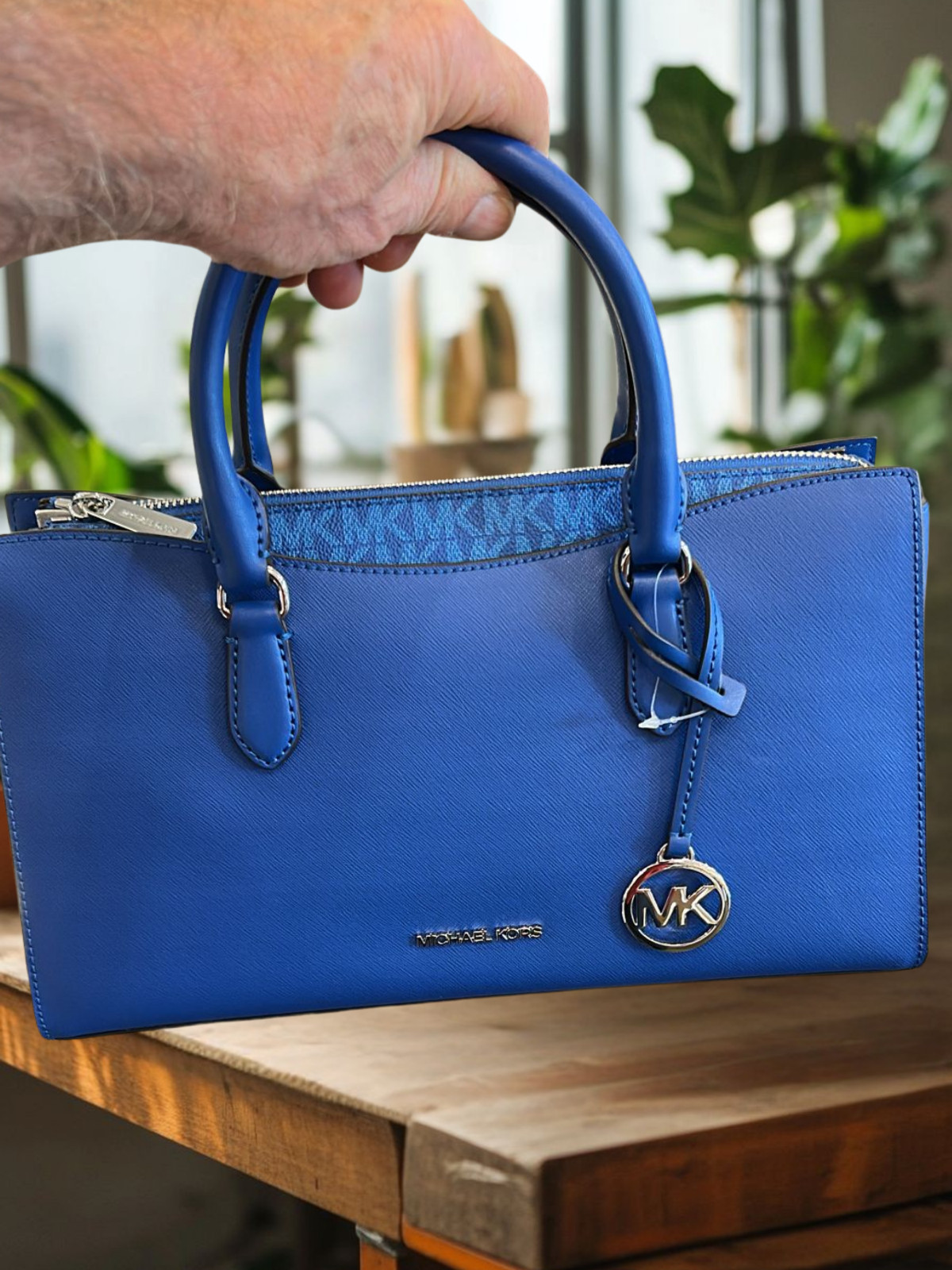 Michael Kors Arden Medium Purse Handbag Crossbody Satchel Bag Blue Messenger MK