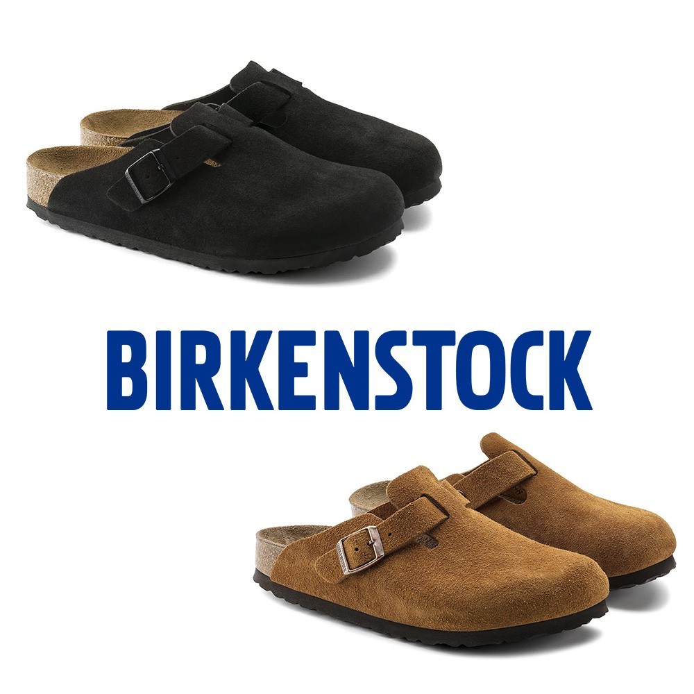 NWT Birkenstock Boston Soft Footbed Suede Leather Clog Taupe Mink Mocha Black