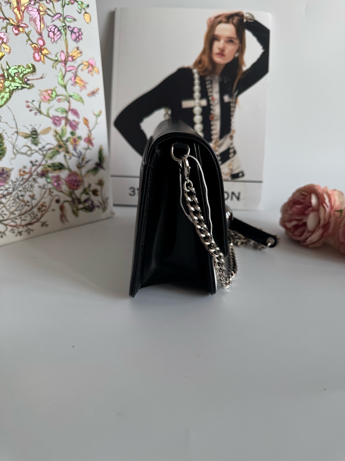 Dior Pre-Owned Authentic Chain Bag Black 21×13×6cm Silver