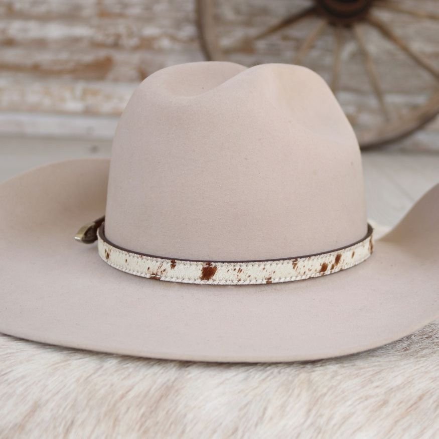 Cowhide Hat Band Brown with Silver Buckle – Branson