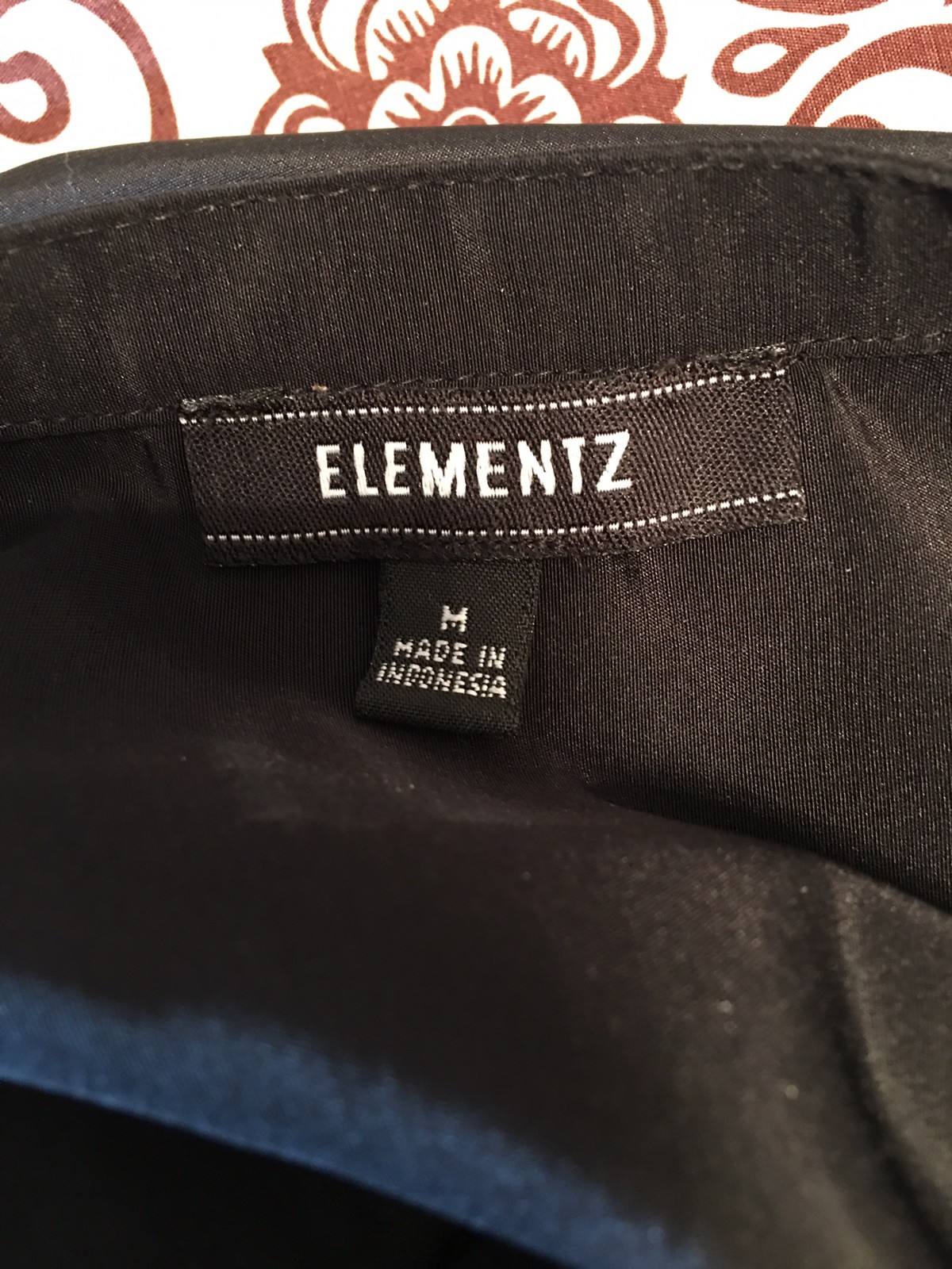 Elementz womans medium black blouse silver buttons strap detail on sleeve