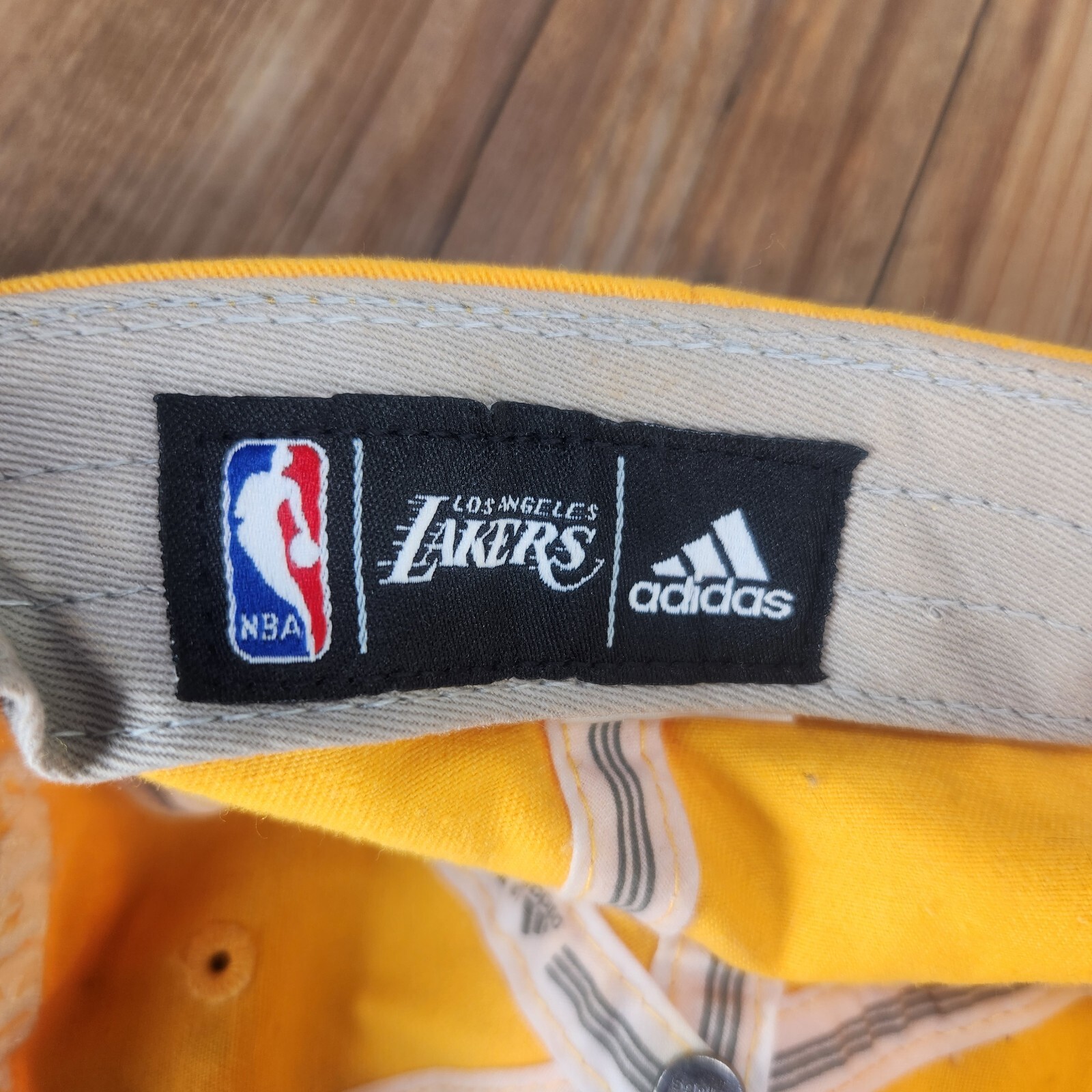Los Angeles Lakers Adidas 2012 Hat Cap Strapback Yellow Spell Out Frill NBA Logo
