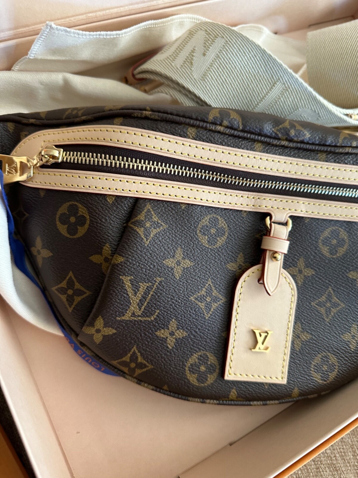 Louis Vuitton High Rise Brown Monogram Logo Crossbody Belt Bag Bumbag M46784 NEW