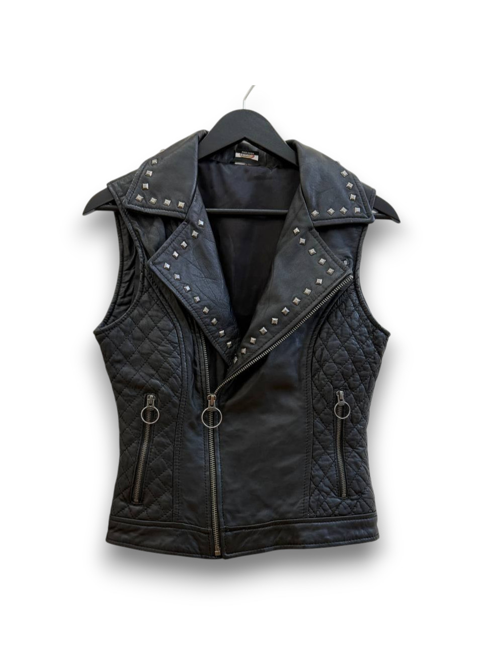00s Biker Genuine Leather Vests Grunge Motorcycle Punk Rock Avant-Garde