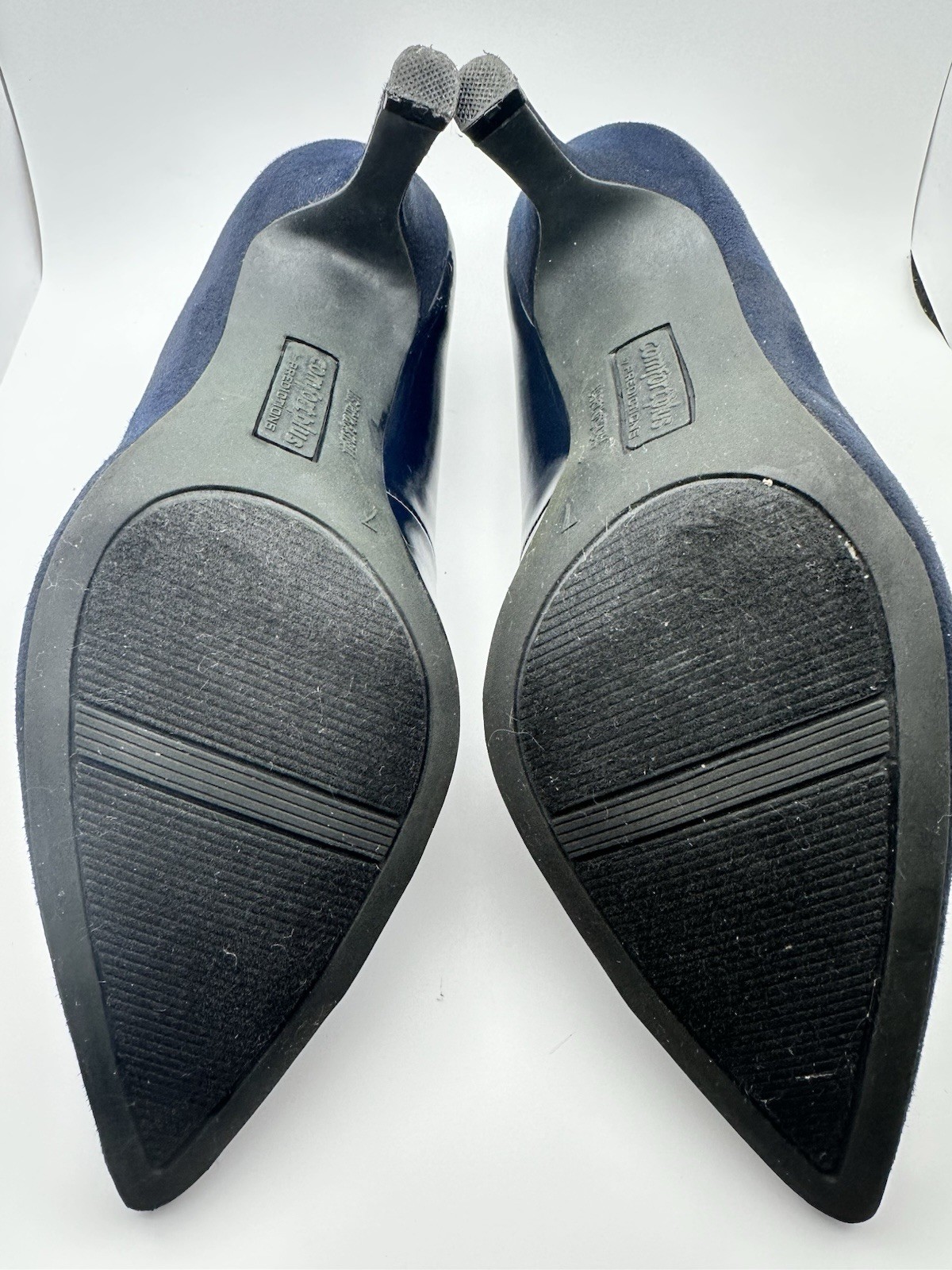 Comfort Plus Women’s Blue Pointed Toe size 7 Pumps Patent Accents Faux Suede