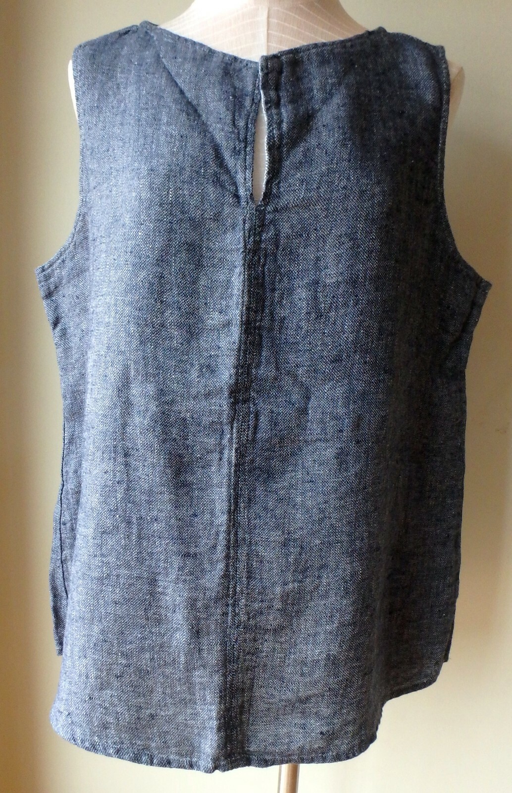 FLAX Designs Linen Tank L NWOT Collared Tank MIDNIGHT MELANGE
