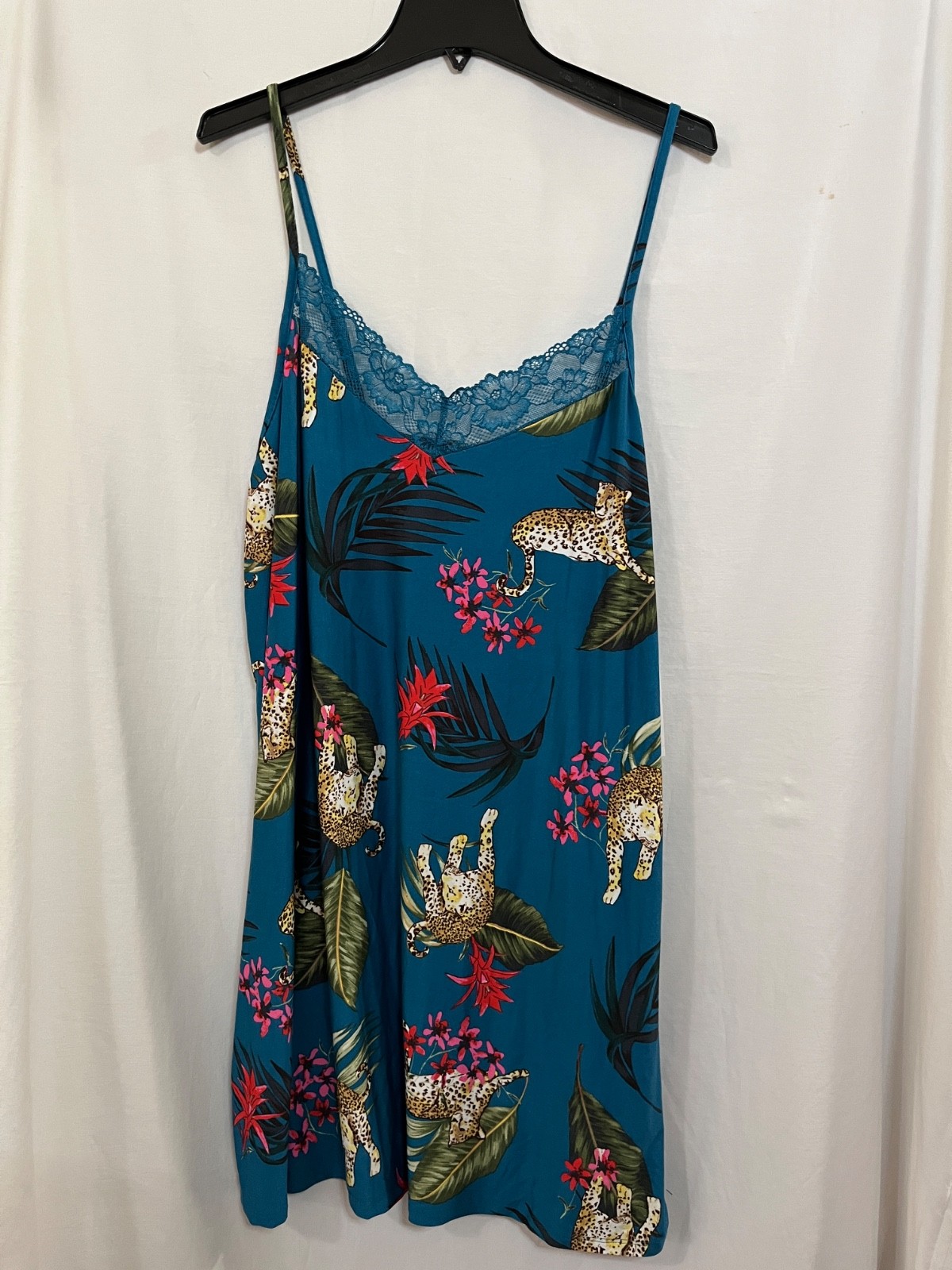 New Joyspun Women’s Leopard Gown Nightshirt knit Chemise with Lace Many sizes