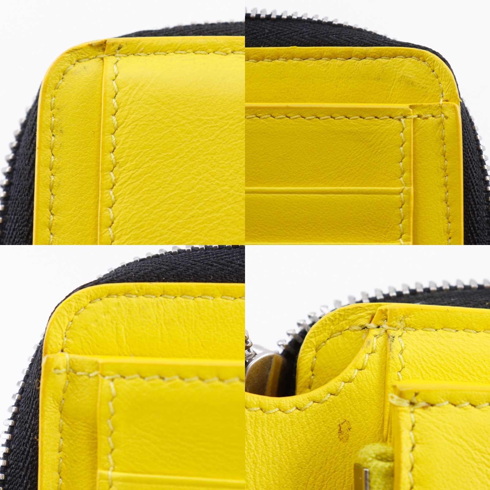 CELINE 104393AFE.38NO Medium Zip Around Bi-Fold Wallet black/yellow Calfsk…