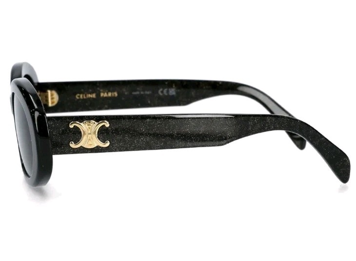 CELINE Triomphe Sunglasses Logo Detail Gold/Black Classic Glitter-Authentic