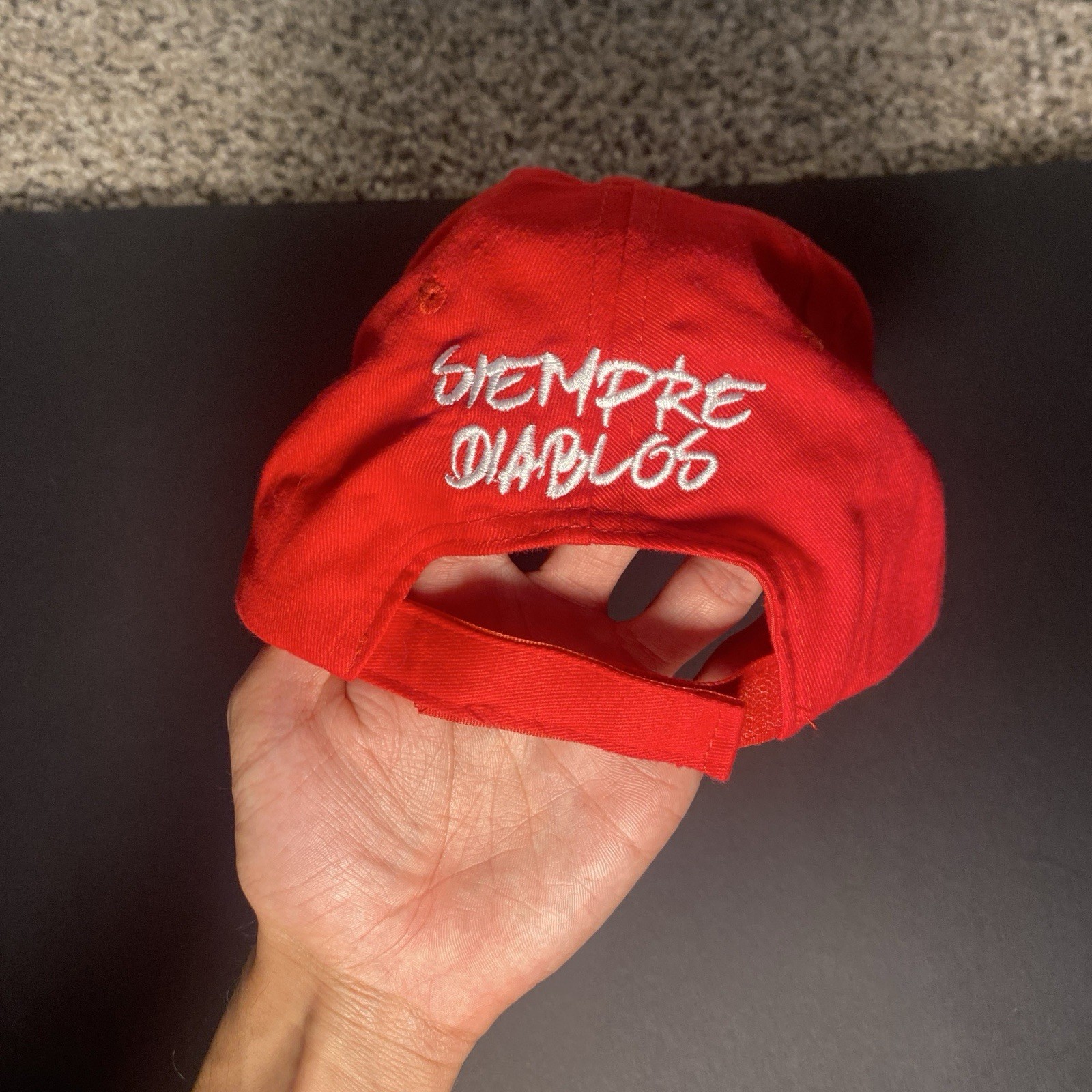 Toluca “Siempre Diablos” Cap Adjustable Strap Red Embroidered Logo/Gorra Liga MX