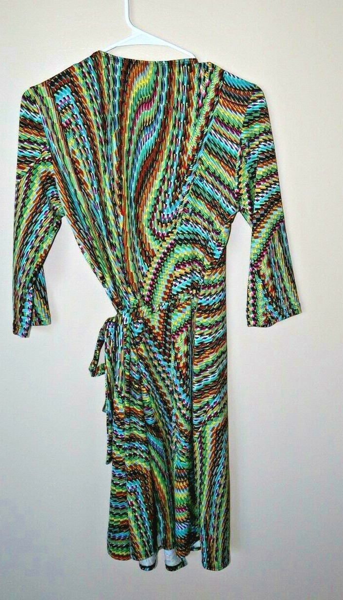 Wrap Around Dress Soho Apparrel LTD Size 6 Multi colored bright geometric design