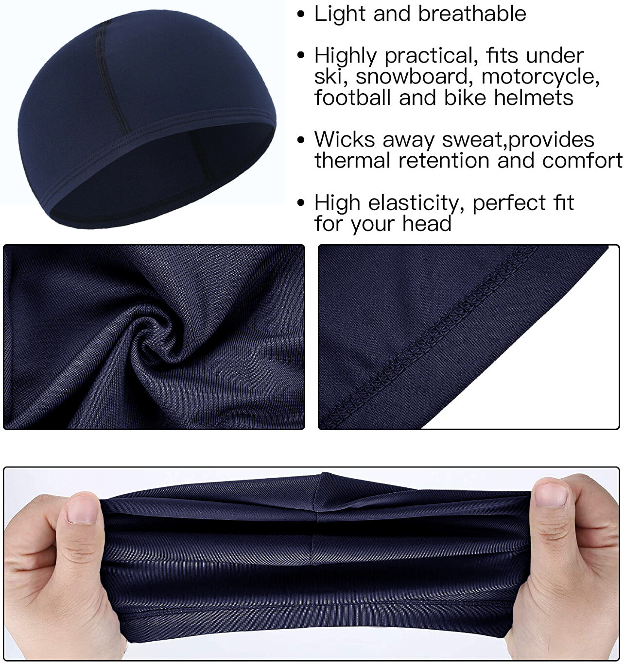 Cooling Skull Cap Helmet Liner Beanie Mesh Cycling Running Hat Fits Under Helmet