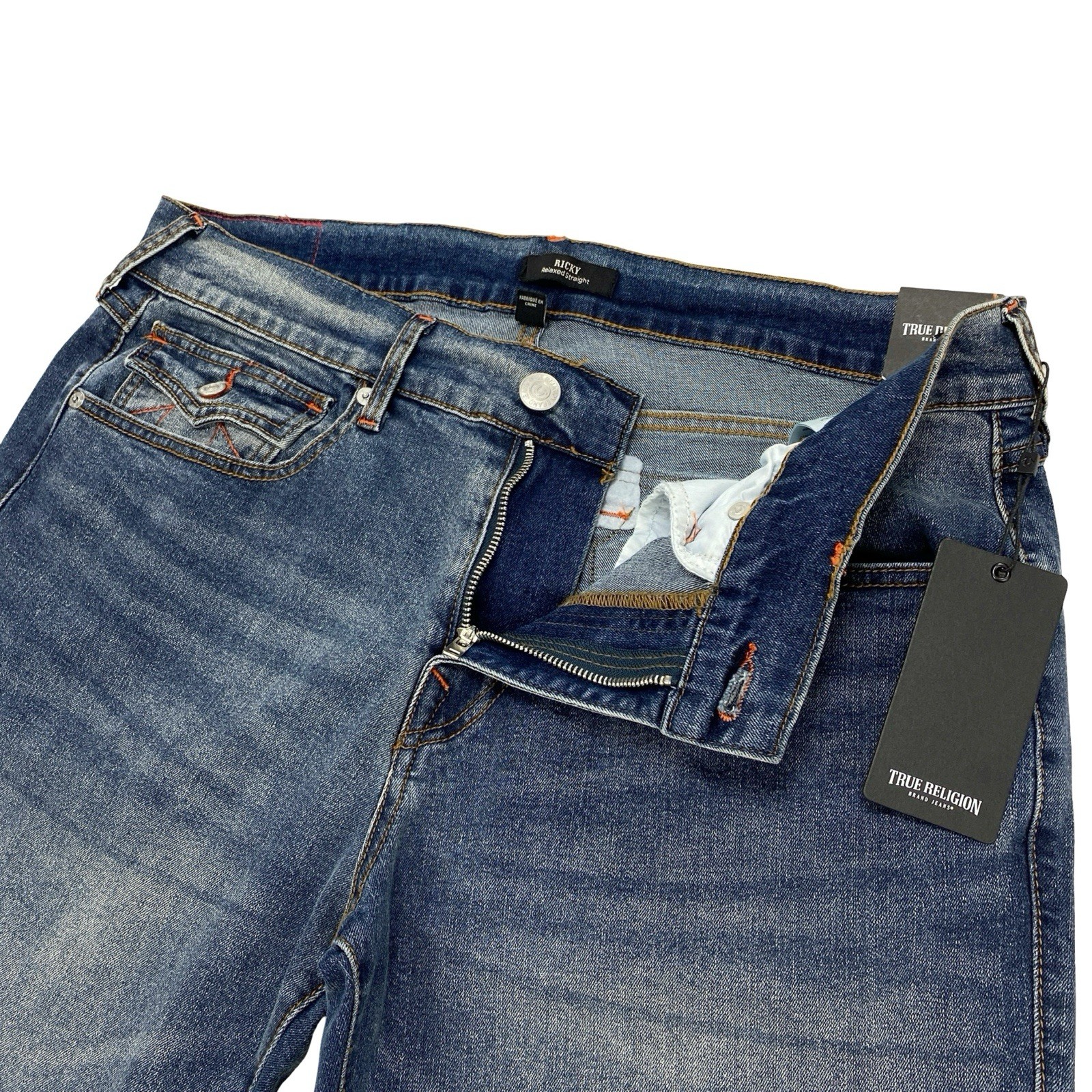 True Religion Ricky Relaxed Straight Flap Men’s Jeans Size 34 x 34 Stretch Fit