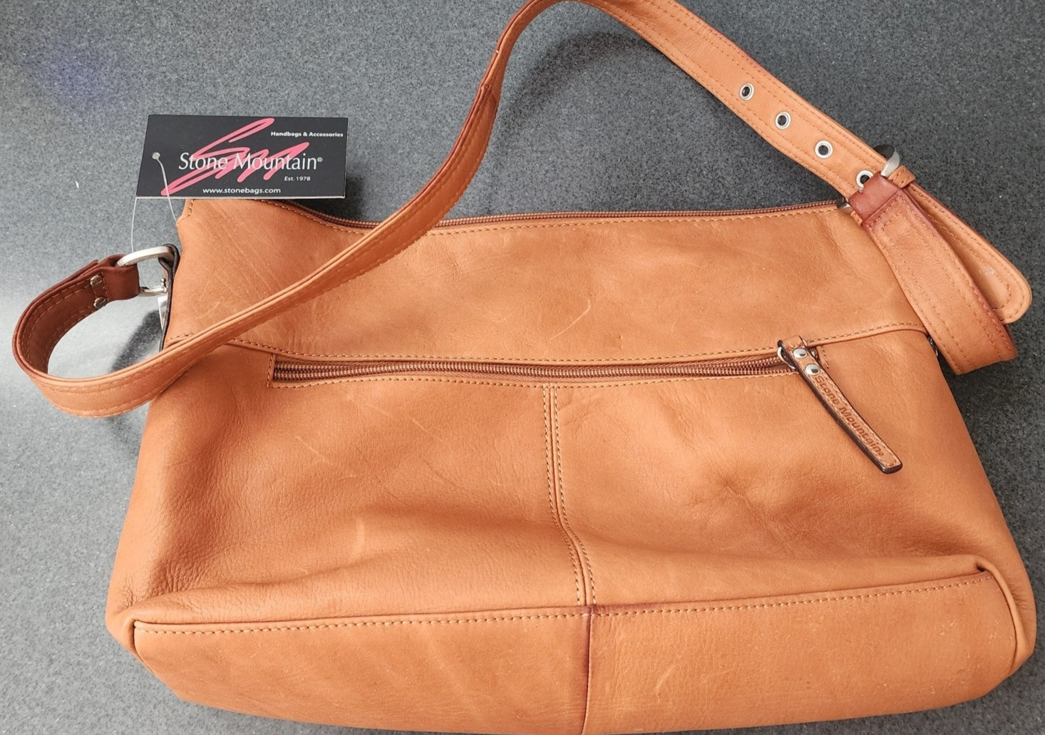 VTG NWT Macy’s Tan High Country Genuine Leather Handbag Purse 13.5×8.75 inches
