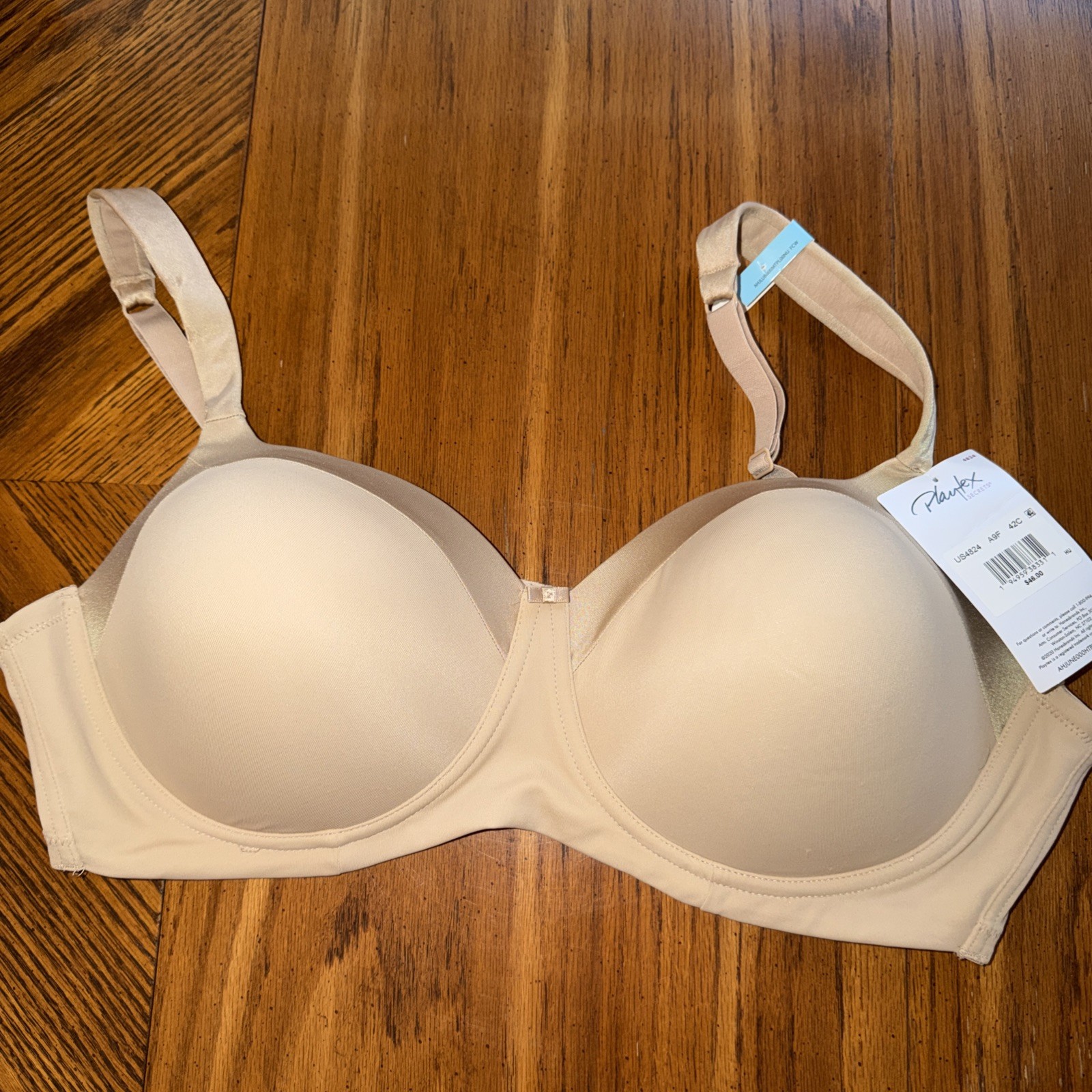 Playtex Secrets Shapes and Supports WIRE FREE Bra 4824 – Satin Nude – Size 42C