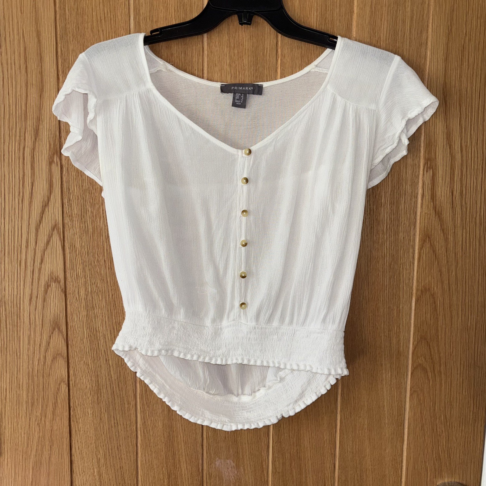 Coquette Milkmaid Cottagecore Fairy Boho White Peasant Top UK 12