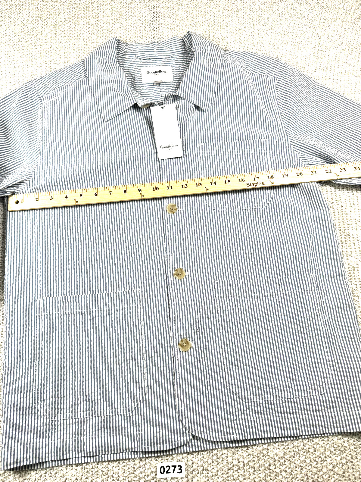 Goodfellow & Co Seersucker Shirt Jacket Blue White Stripe NWT Men’s M 0273