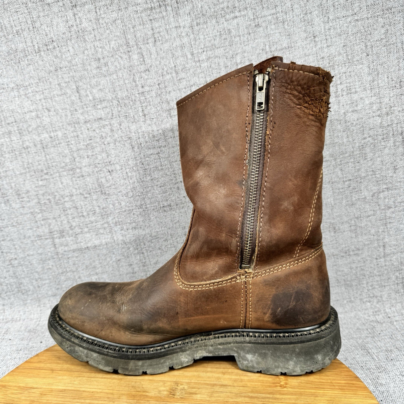 Wolverine Wellington Boots Mens 8 M Pull On Brown Leather Work Soft Toe W04727