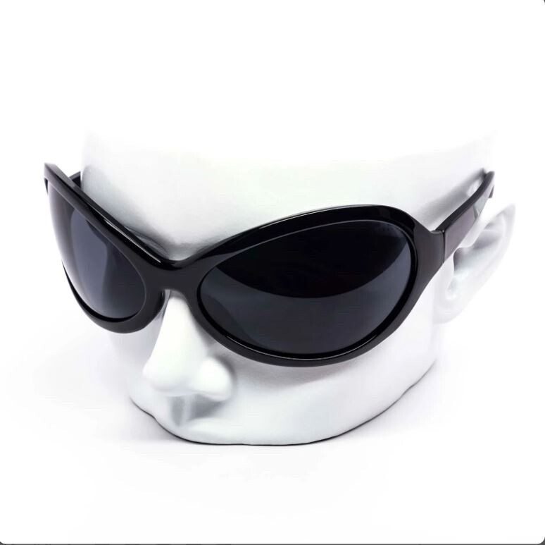 Oversized Sunglasses Blue Yellow Red Purple Lens Black Frame Wrap Around Outdoor