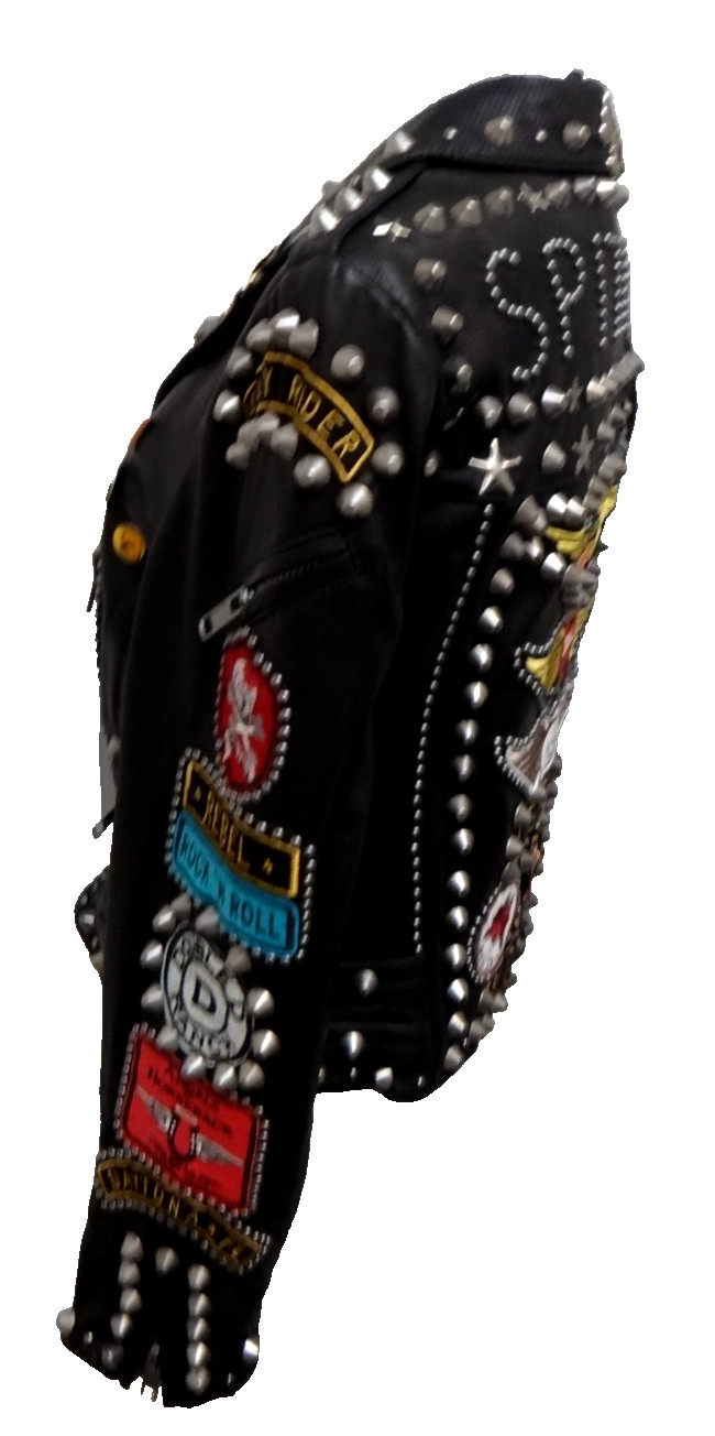 Double D Ranch Angels on Horseback Biker Jacket Embellished Black Leather Size M