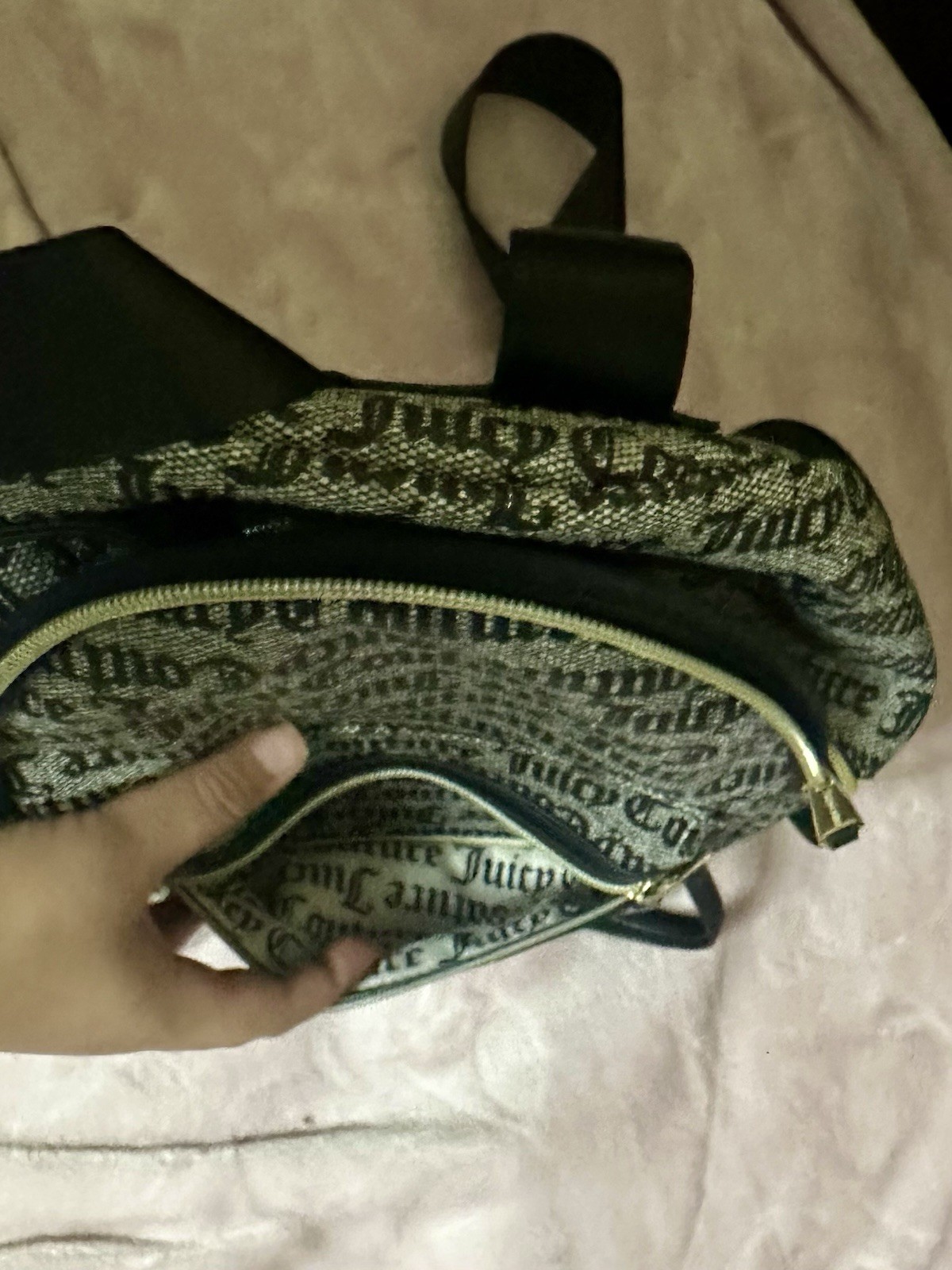 Juicy Couture Mini Backpack Black/Gray Logo Print Zip Outer Pockets