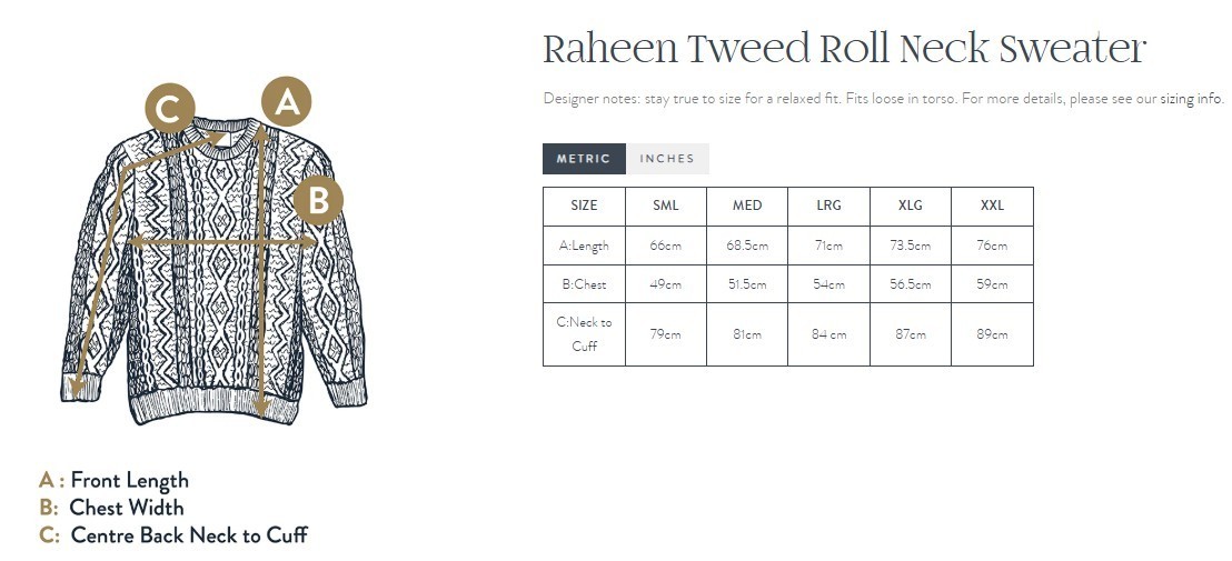 Aran Woollen Mills Raheen Tweed Roll Neck Mens Sweater – Light Grey