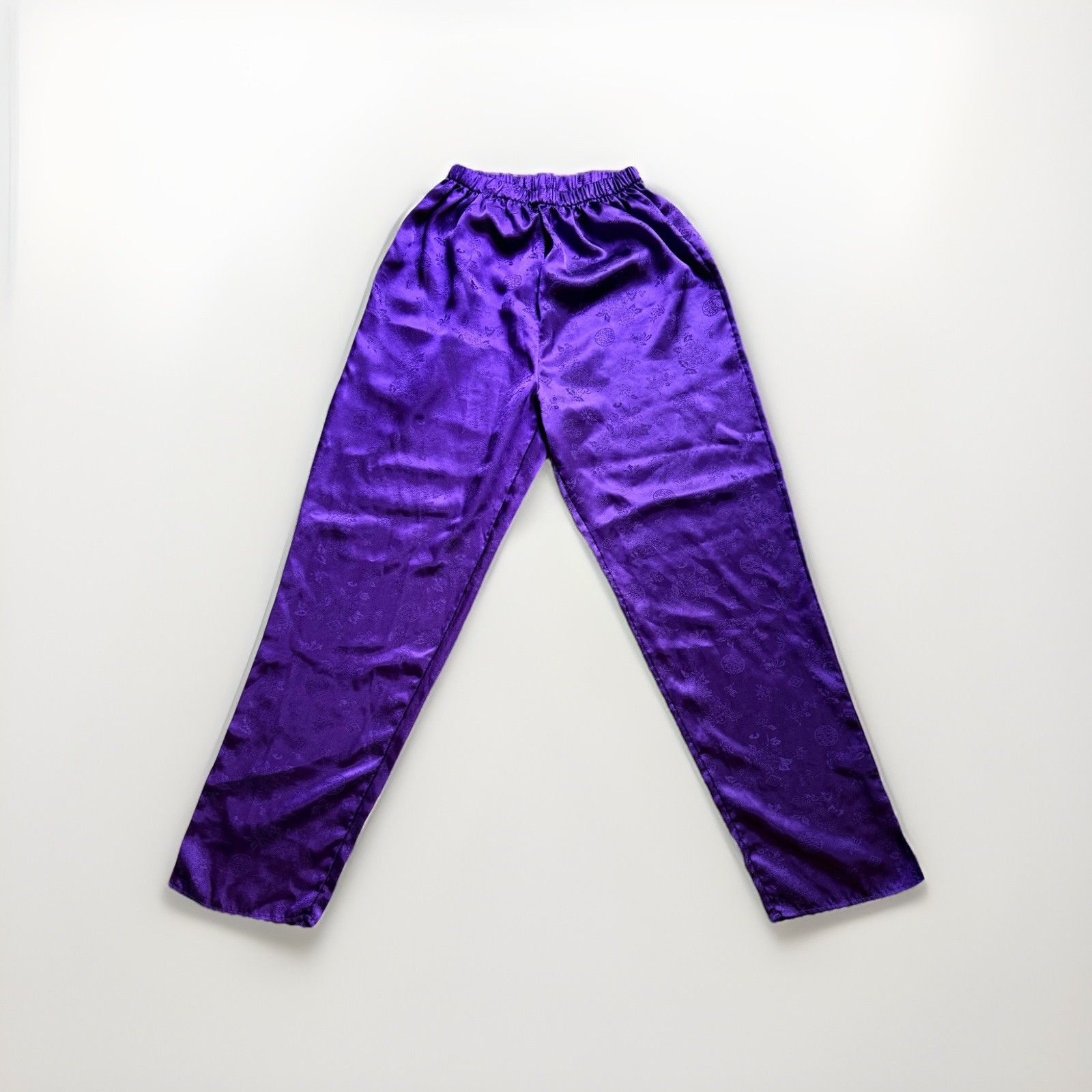 VTG Lord & Taylor Bottoms Pants Sz S Purple Asian Fashion Qipao Modern Satin