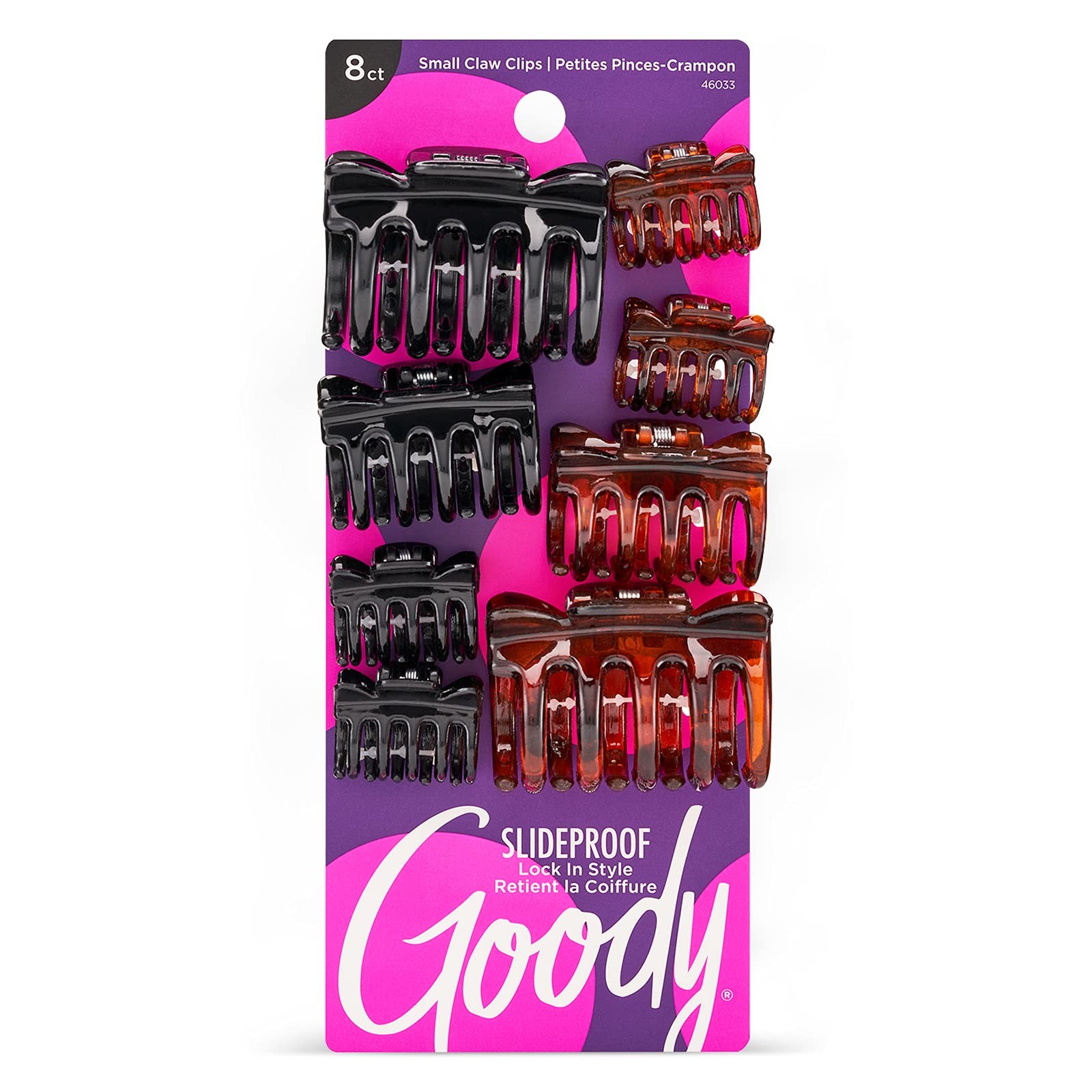 Goody SlideProof Classics Claw Clips, 8 8 Count (Pack of 1), Assorted 8 Ct