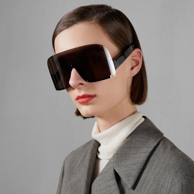 GUCCI Sunglasses GG1631S Acetate Black Shield 99-115mm Authentic