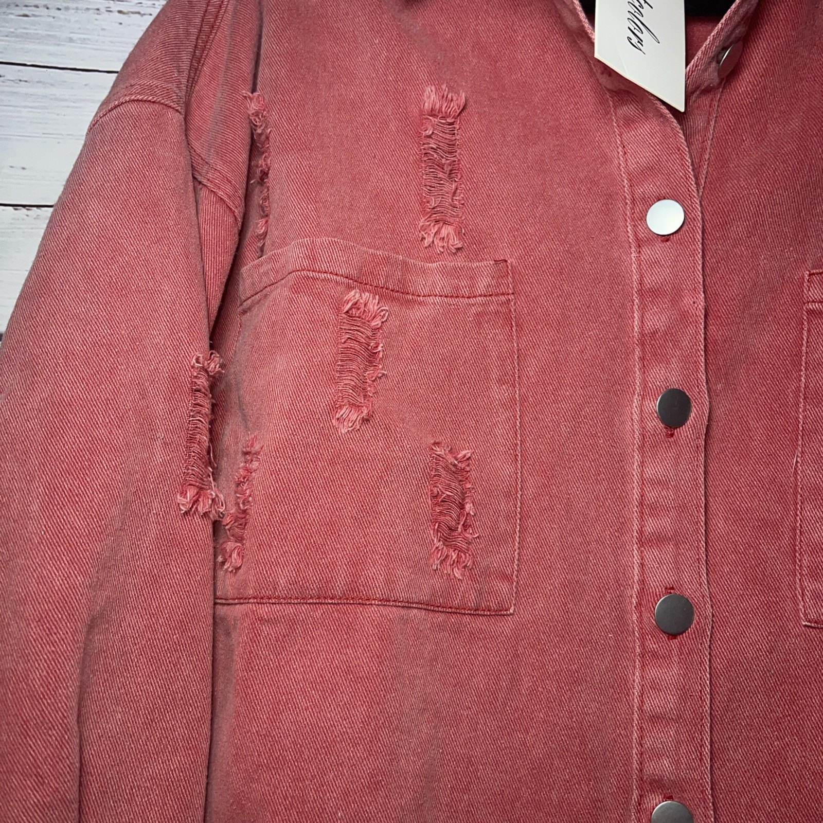 Paintcolors Distressed Indie Grunge Red Fringe Jean Jacket Medium