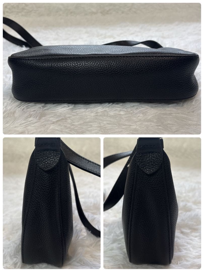 Excellent Condition LONGCHAMP Longchamp Shoulder Bag Black Leather