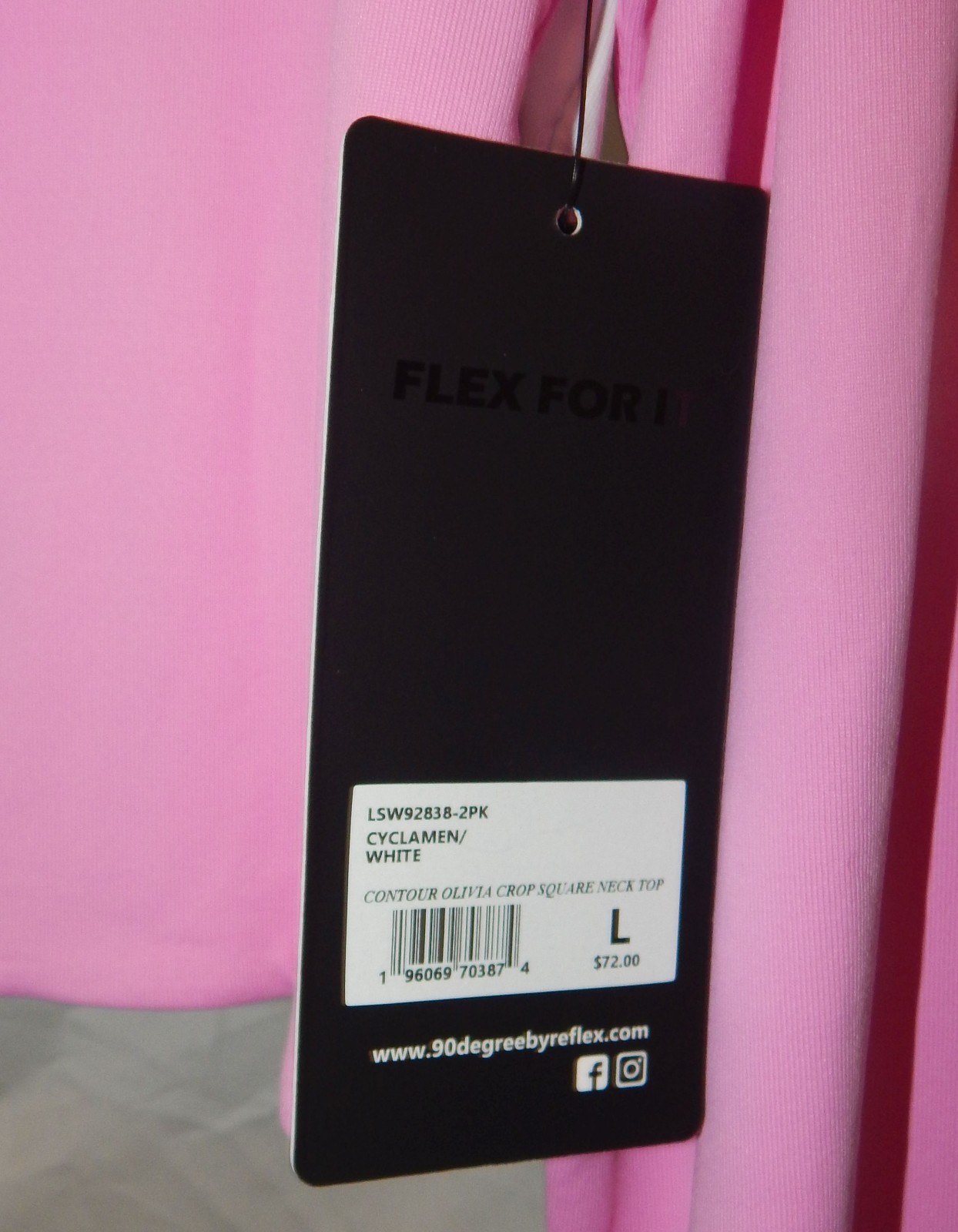 90 Degree by Reflex Women LARGE Active Top Pair Contour Olivia Crop Square Neck