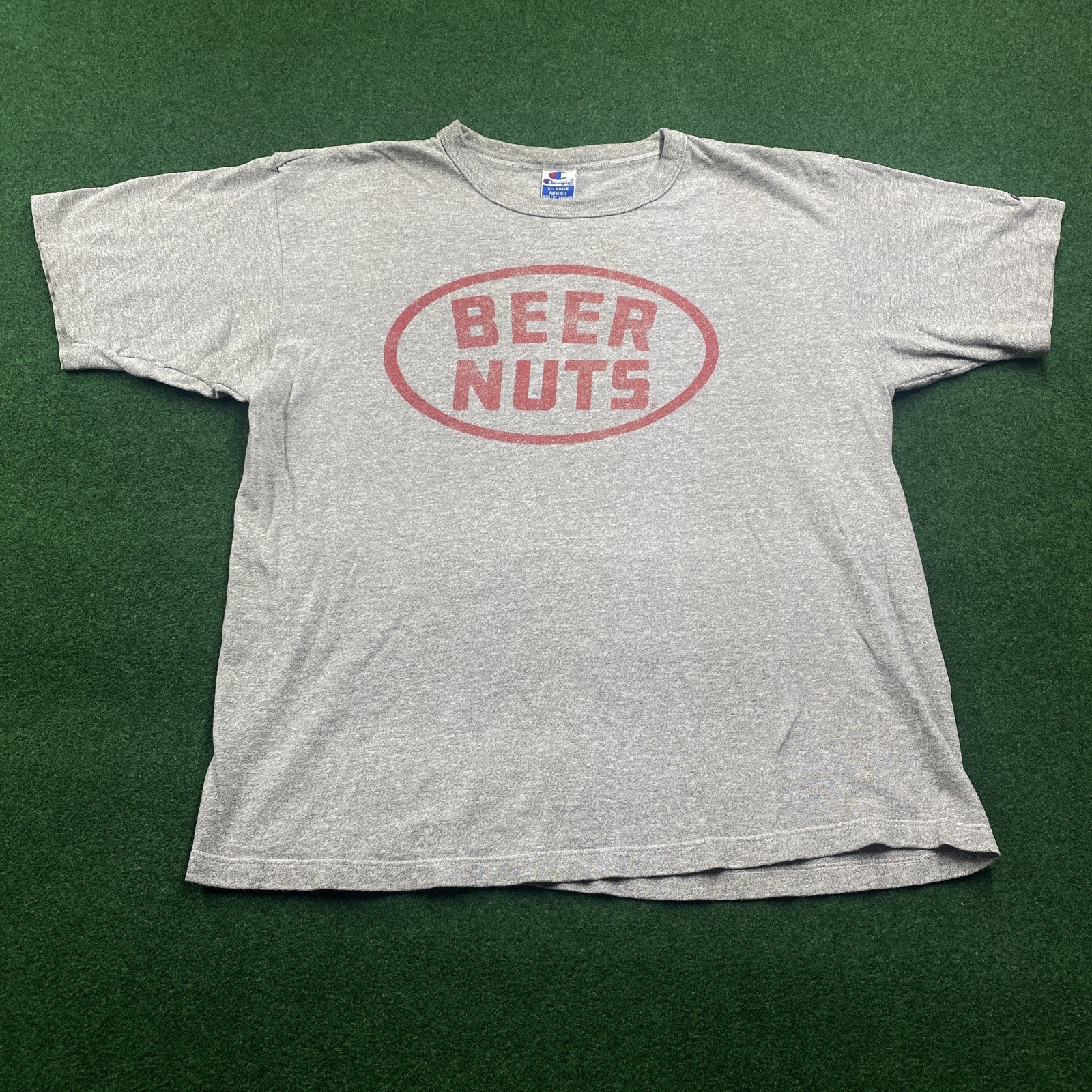 Vintage Champion Shirt Mens XL Gray 80S 90S Beer Nuts RAYON Tee USA MADE