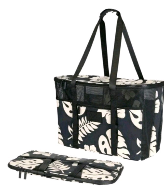 ALOHA Collection CleverMade Collapsible Beach Tote Bag With Palm Print Viral