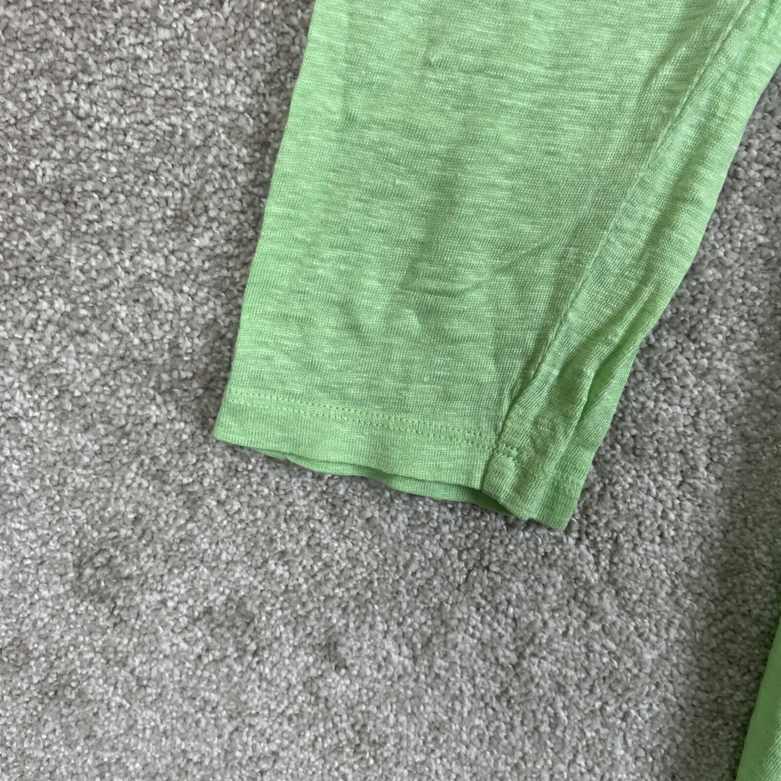 Habitat Tunic Womens Small Green Linen 3/4 Sleeve Pullover Stretch- 1785*